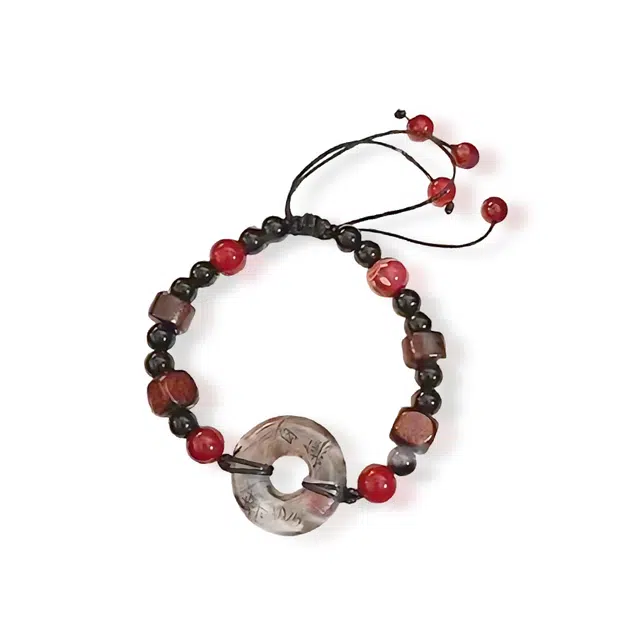 饰伴 花影流年 新中式高级感轻奢平安喜乐优雅如意手工编织绳 好运 通勤百搭 琉璃 手链 男女同款情侣款