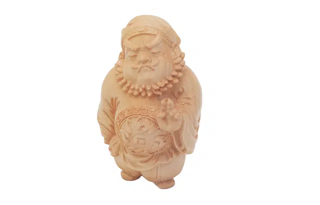 天纵 本命年迎福招财文玩桌面办公室手工工艺品 实木雕刻送福钟馗平安好运 黄杨木 木作摆件 男女同款情侣款