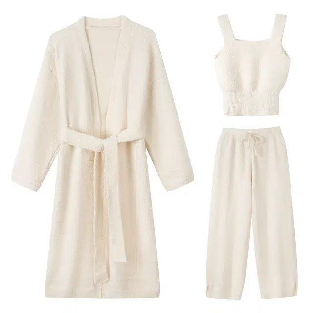 宫蝶 慵懒感纯色柔软保暖家居服可外穿简约吊带背心长裤睡衣套装 女款