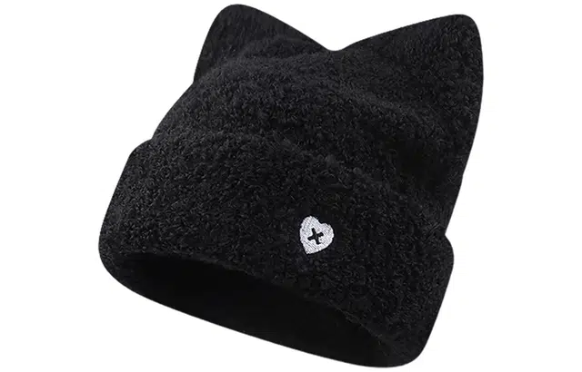 优幽兰 时尚百搭高级感加绒加厚毛绒帽韩系甜美可爱大头围显脸小毛线针织帽日系休闲简约纯色护耳保暖 聚酯纤维 绒线帽 女款