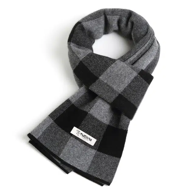 啄木鸟 羊绒秋冬季加厚保暖长辈护颈气质温暖 绒线围巾 男款