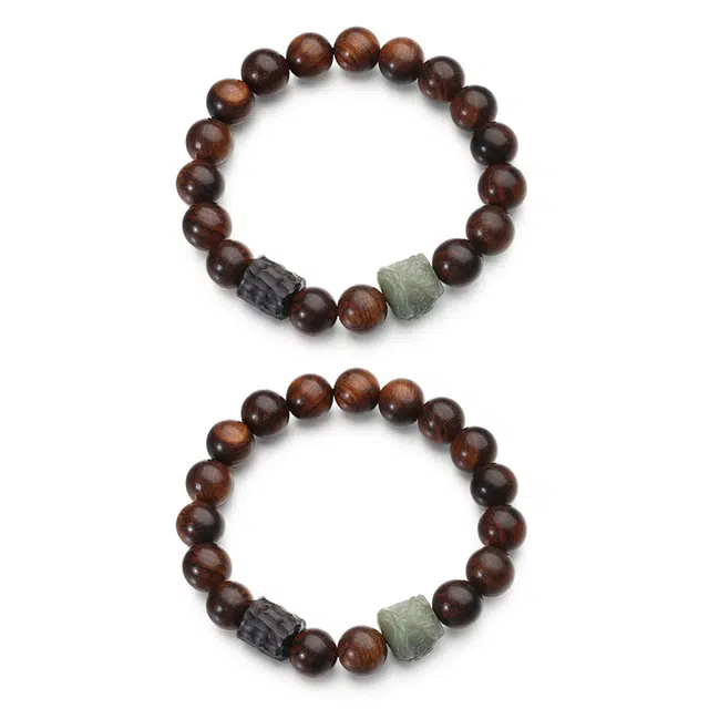 彗时 五台山 狮来运转小众文玩盘串复古国风新中式古风国潮招财纳福幸运转运珠佛珠素串 木作 手串 男女同款情侣款 金丝檀木