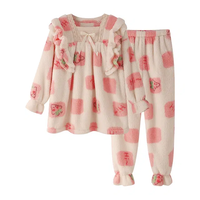 欧诗帛 少女种草款系列 保暖加厚舒适亲肤睡衣套装 女款 图片色