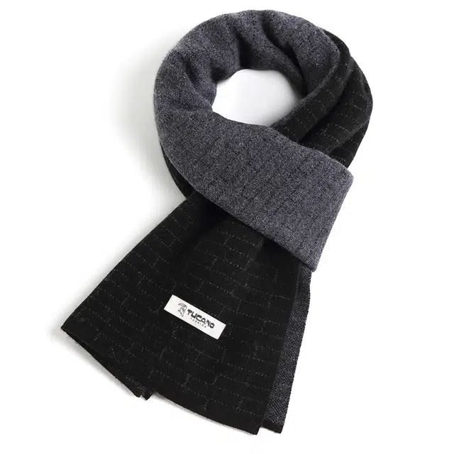 啄木鸟 新款冬季保暖高档 男友爸爸   礼盒装 羊绒  羊毛 绒线围巾 男款