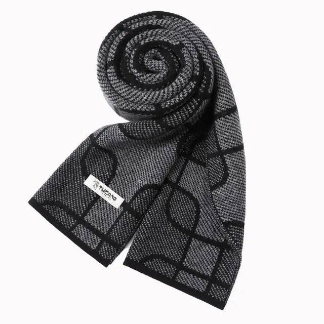 啄木鸟 双面拼接  冬季高级感 羊毛羊绒 绒线围巾 男款