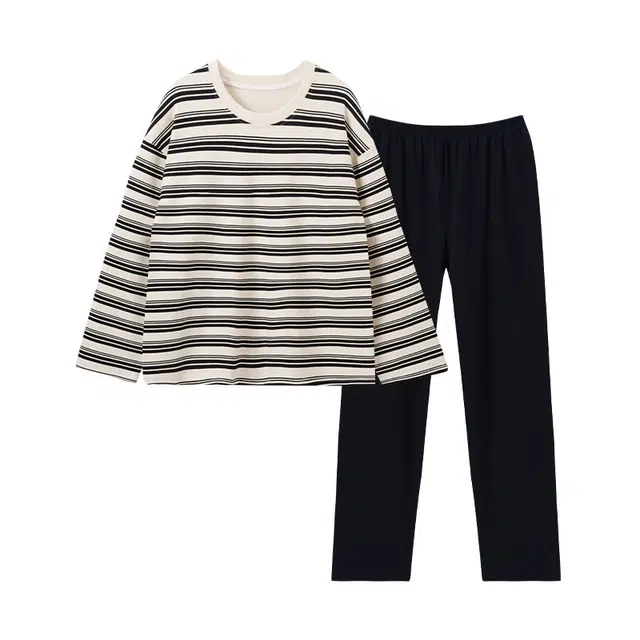 莫代尔 舒适亲肤带胸垫防凸点时尚简约家居服可外穿睡衣套装 男女同款 图片色