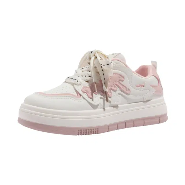 小鹿米利 小众厚底学生百搭休闲运动可爱 包裹性防滑减震 低帮 板鞋 女款 粉红色