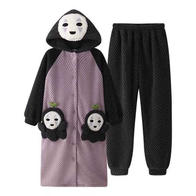 欧诗帛 高颜值可外穿连帽长袖长裤睡衣套装 女款 图片色