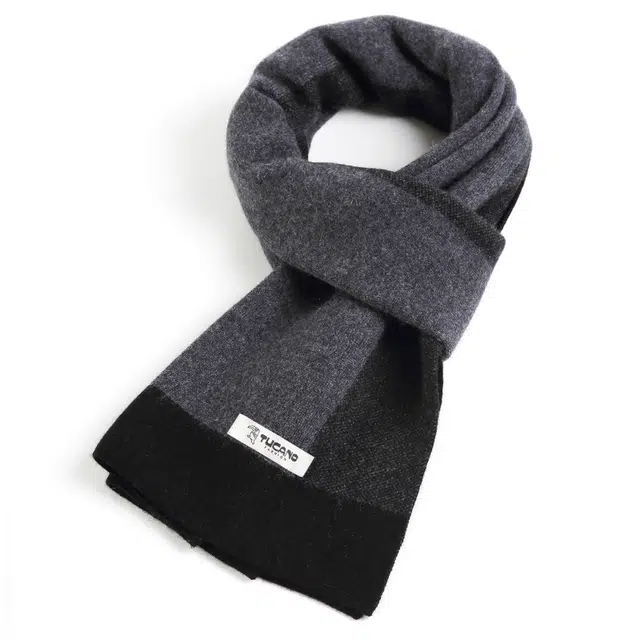 啄木鸟 秋冬经典款格纹羊绒 绒线围巾 男款