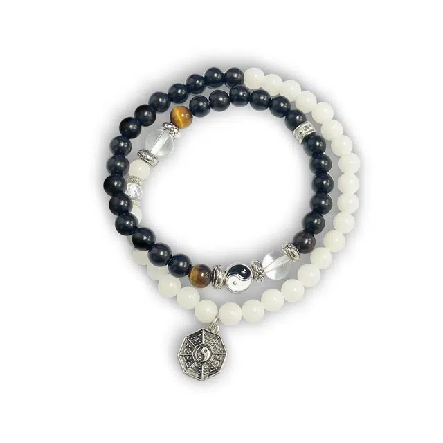 琉堇 新中式山鬼花钱 太极八卦阴阳珠佛珠链 平安招财转运 多圈叠戴文玩 福气顺遂 国风精致#好运 黑檀 手串 男女同款情侣款