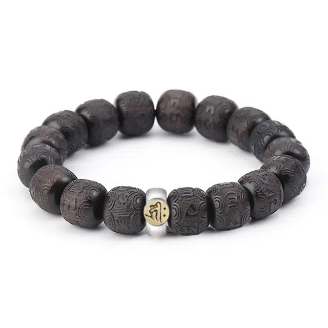 九隆古 十二生肖八大守护神 龙蛇普贤菩萨本命年九紫离火六字箴言手饰 招财转运诸事顺利生日纪念日送礼#好运 黑檀 手串 男女同款情侣款