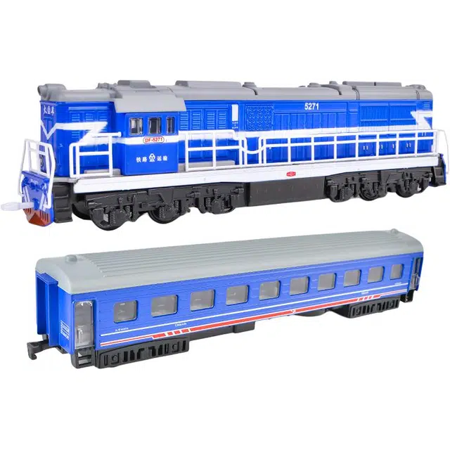 铠威 两节和谐号 复兴号 金凤凰高铁 复古喷雾 东风火车头+车厢带灯光音乐回力 遥控合金 成品模型