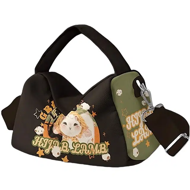 奥松 家用家居头巾小羊出游包可爱秋冬单肩 绒面科技布 斜挎包 男女同款情侣款 黑色/绿色/橙色