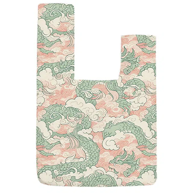 奥松 家用家居龙腾云跃手机手腕包小巧轻便国风新中式气质外出 帆布 帆布包手提包 男女同款情侣款 绿色拼粉色