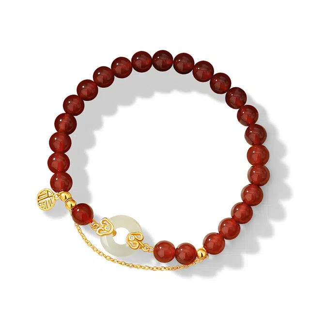 阡陌 平安扣小福牌 甜美高级小众设计 新中式国风汉服搭配 平安顺遂福气满满#好运 玛瑙 手串 女款