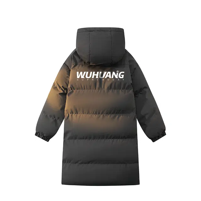 吾皇猫 纯色基础款加厚保暖中长款过膝连帽休闲宽松防寒面包棉服 男女同款
