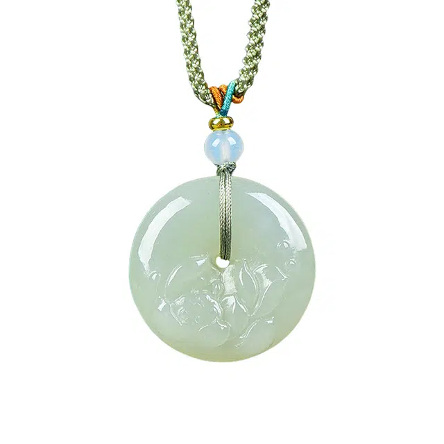 舒杰 新中式好运莲莲平安扣 和田玉 青白玉 男女同款情侣款