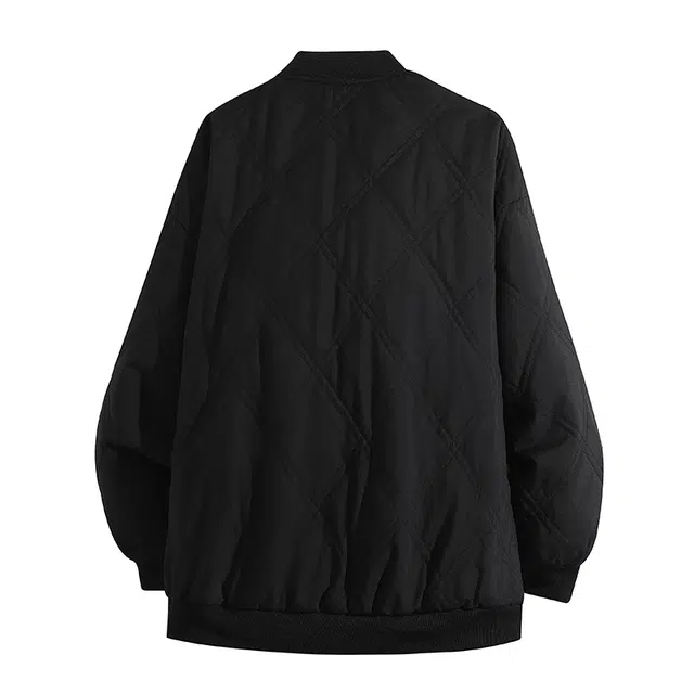 吾皇猫 纯色基础款简约休闲宽松保暖棒球领棉服 男女同款