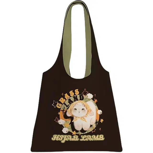 奥松 家用家居可爱休闲上班通勤松弛感 绒面科技布 单肩包 男女同款情侣款 头巾小羊