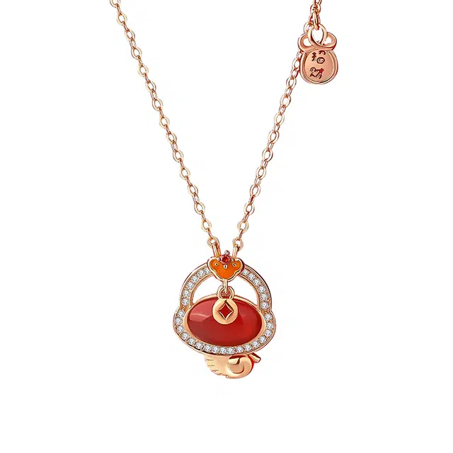 万娜 招财灵蛇 新中式创意新年蛇年 本命年#好运 玛瑙 项链 女款