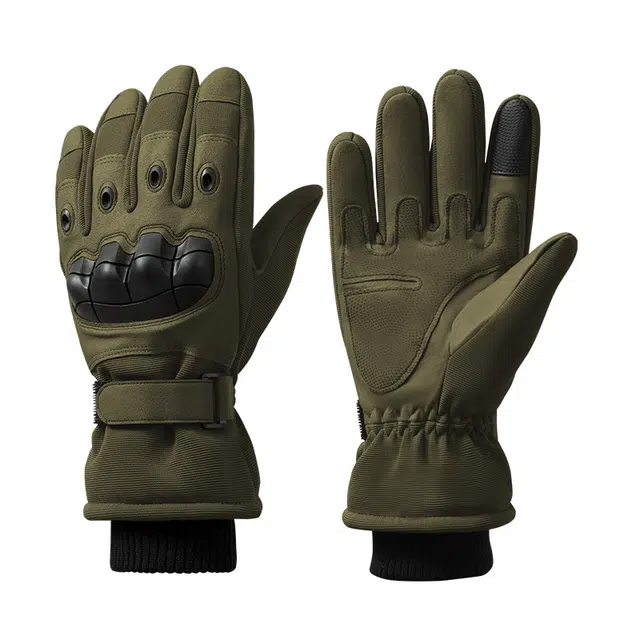 俞兆林 冬季户外加厚保暖男士摩托车骑行防滑耐磨战术冬天骑车防风防寒登山 分指 手套 男款