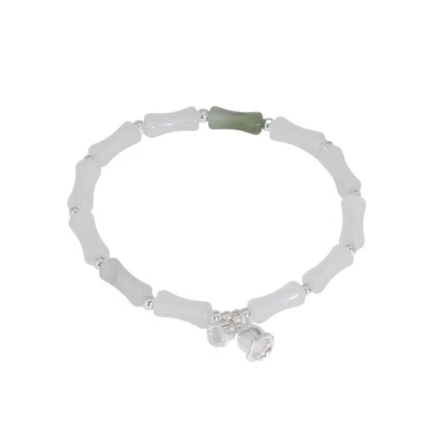 好银坊 铃兰翠竹 铃兰花开幸福自来 气质简约轻奢小众设计 #好运 天山翠 手串 女款