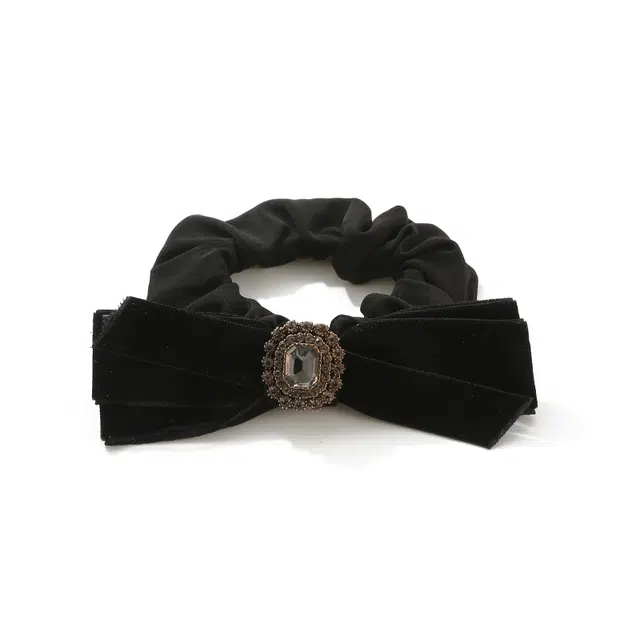 如花梦 黑色高级感 蝴蝶结小香风扎头发 丝绒 头绳 女款