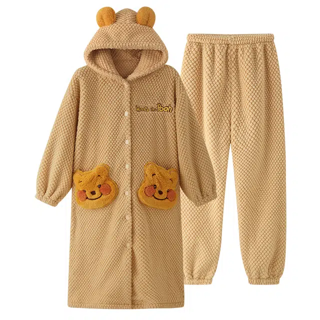 欧诗帛 加厚保暖休闲长袖长裤睡衣套装 女款 图片色