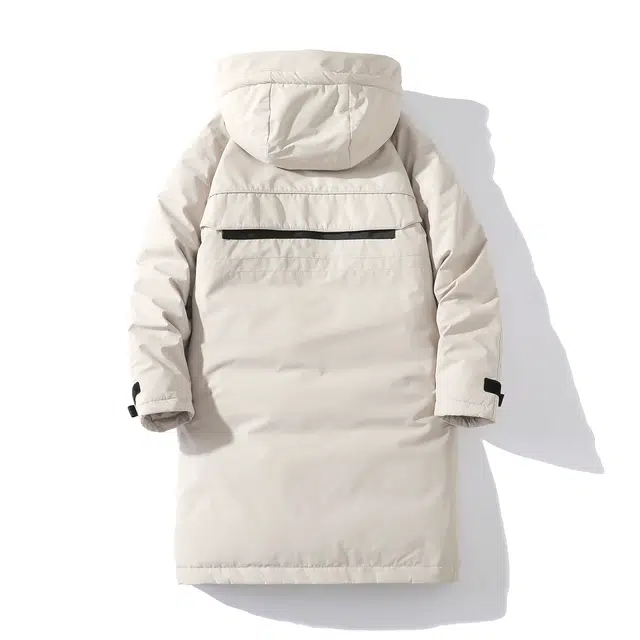 雅鹿优选 纯色户外工装雪山服大口袋加长加厚保暖反光标山系连帽中长款防寒羽绒服 男女同款