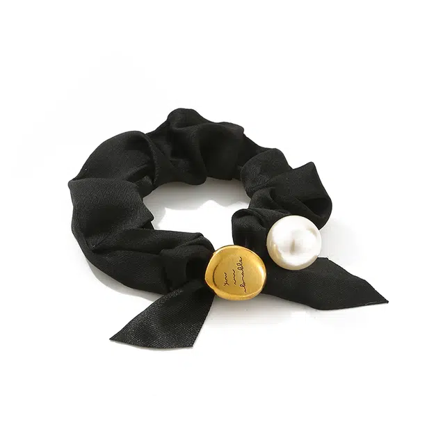 如花梦 黑色小香风蝴蝶结气质 仿珍珠 发圈 女款