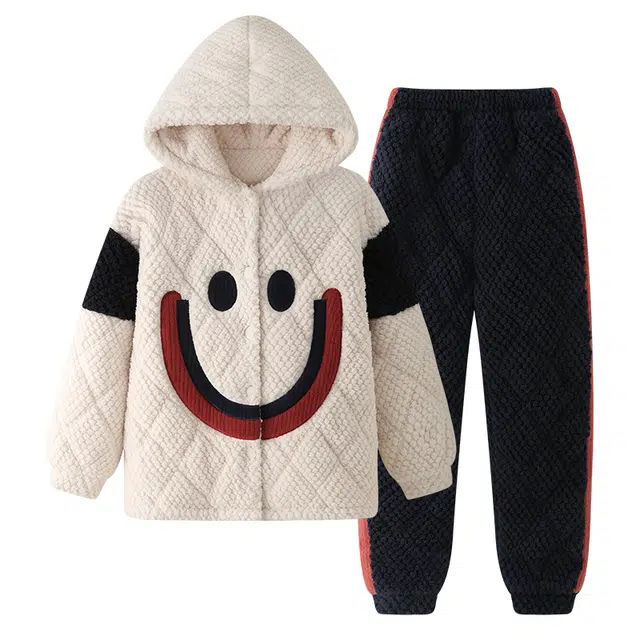 欧诗帛 亲肤舒适加厚长袖长裤睡衣套装 女款 图片色