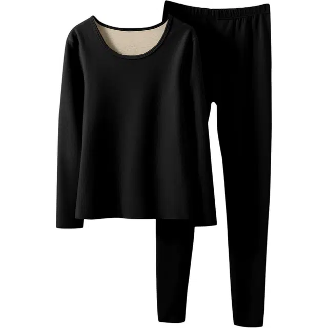 都市丽人 貂绒加绒加厚裸感无痕打底抗寒秋衣秋裤保暖套装 女款