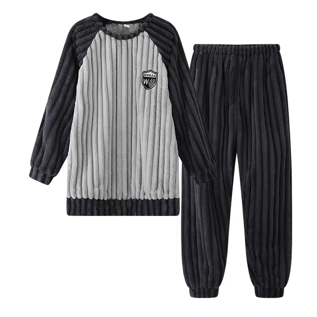 欧诗帛 高级感加厚休闲亲肤长袖长裤睡衣套装 男款 图片色