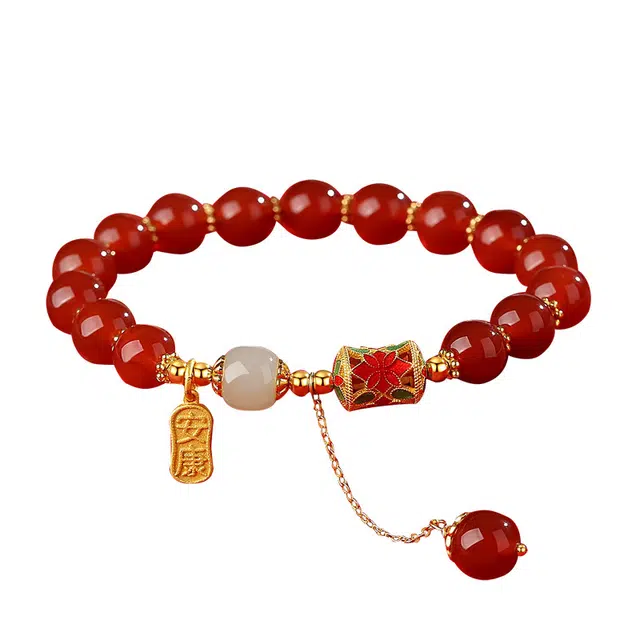 好银坊 <鸿运当头> 长乐永康财运亨通 复古优雅气质显白 好运 玛瑙 手链 女款