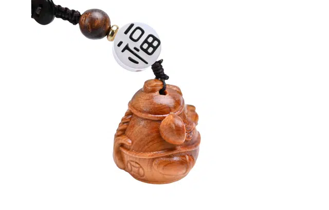 天纵 中式小巧随身包包挂饰品 实木雕刻生肖鼠招财好运可爱文玩小挂件 崖柏 把件 男女同款情侣款