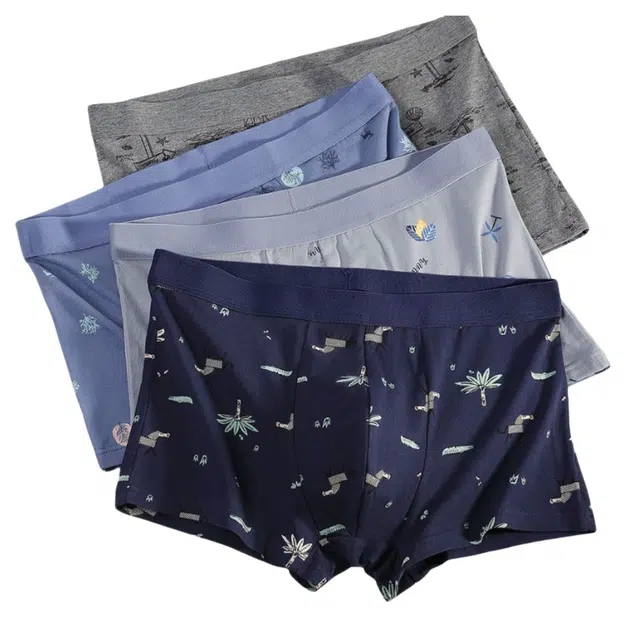 雅鹿 纯色平角纯棉时尚新疆棉内裤 男款 组合装