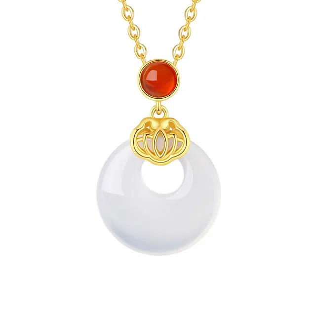 好银坊 如意平安扣   福运连连 中式轻奢气质百搭小众设计 #好运 玉髓 项链 女款