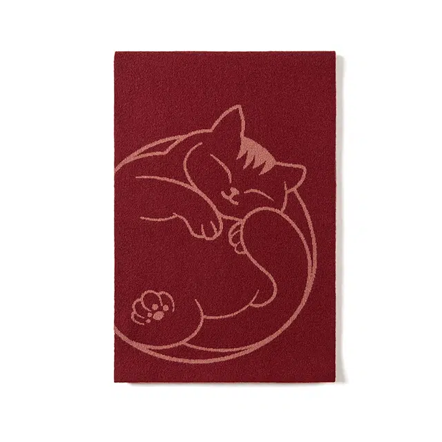 玖慕 纯羊毛秋冬加厚加长保暖红色招财猫针织 绒线围巾 女款