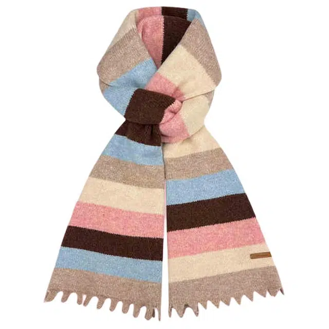 木林森 日系温柔撞色条纹秋冬季保暖休闲简约百搭多巴胺 绒线围巾 男女同款情侣款