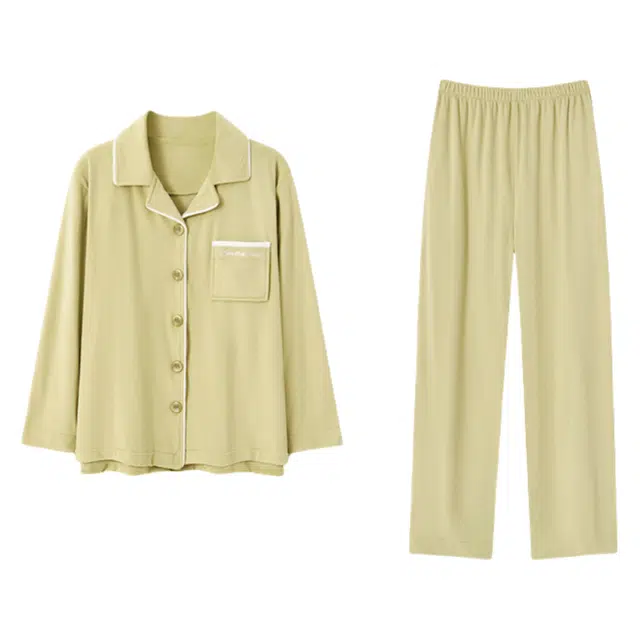 宜而爽 舒适简约休闲亲肤家居服睡衣套装 女款 绿色