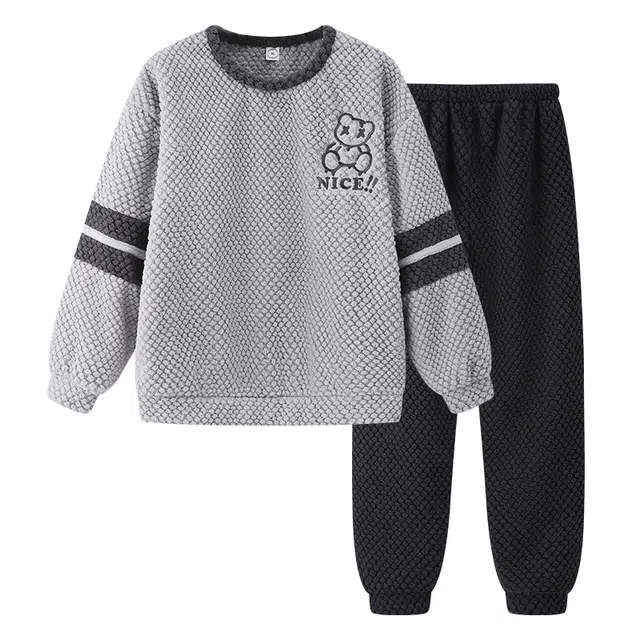 欧诗帛 加厚亲肤保暖透气家居服睡衣套装 男款 图片色