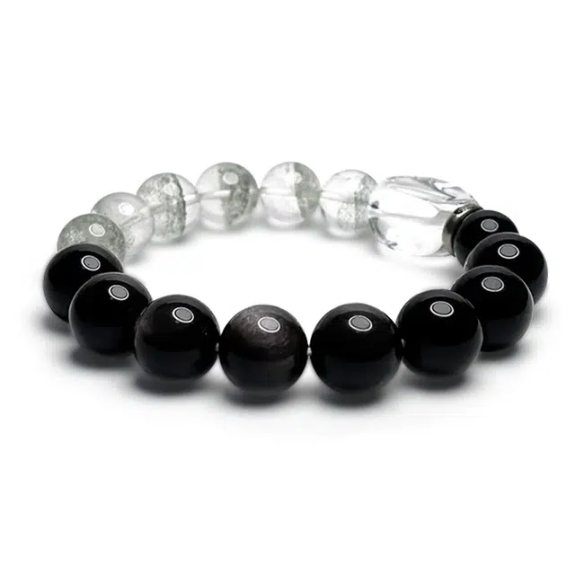 谧月珠宝 财运滚滚 新中式国潮轻奢小众精致创意设计高级感 招财绿幽灵单圈通勤 黑曜石 手串 男女同款情侣款