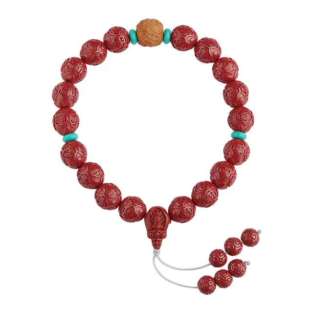 布达拉宫 隔片时来好运转运珠 福禄吉祥 朱砂 手串 男女同款情侣款