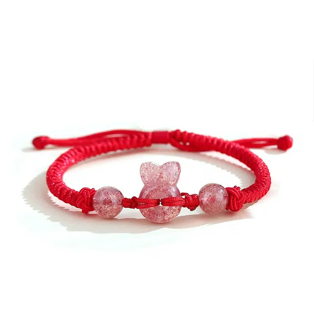 阡陌 可爱兔子 新中式国风简约精致编织手绳 礼盒 水晶 手链 女款