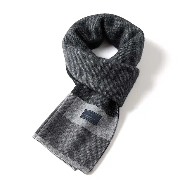 玖慕 高级感加厚保暖长辈高档礼盒 绒线围巾 男款