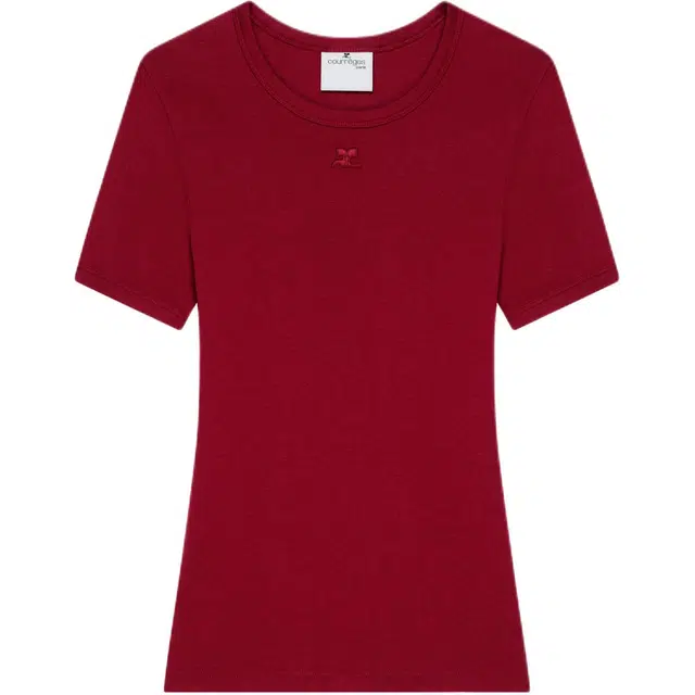 COURREGES FW24 SIGNATURE CONTRAST T-SHIRT T Grenat