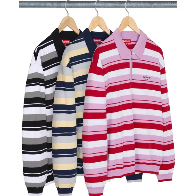 Supreme FW24 WEEK10 Stripe Zip LS Polo logoPolo