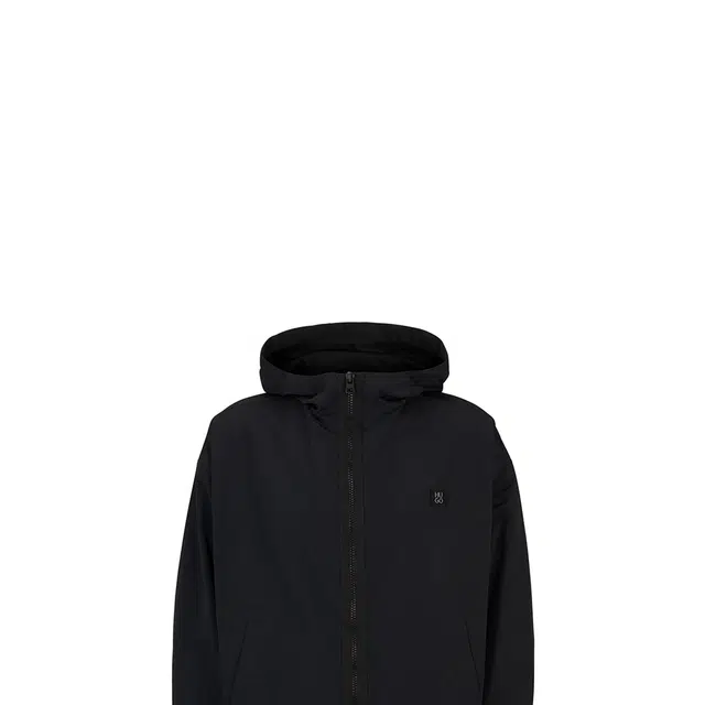 HUGO BOSS WATER-REPELLENT HOODED WINDBREAKER WITH STACKED-LOGO BADGE