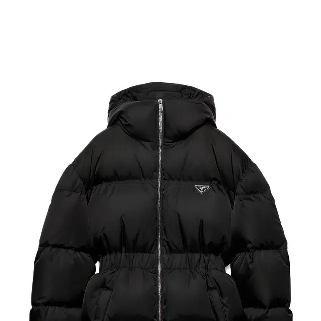 Prada Logo Badge Zip-Up Down Jacket Black