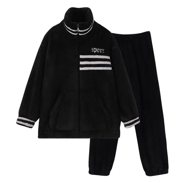 欧诗帛 加绒加厚保暖长袖长裤睡衣套装 男款 图片色